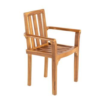 Sillón Para Terraza Apilable, Madera Teca Grado A, Medidas 61x50x88 Cm, Tratamiento Al Agua Aplicado, Sillas De Teka Para Comedor, Silla De Terraza