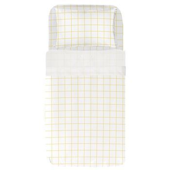 Juego Sábanas Estampadas Cuadro Amarillo -  Cama150 (45x170 / 1 Funda