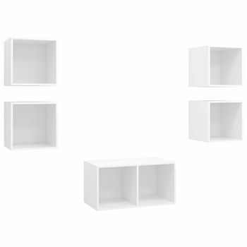 Juego De Mueble Para Tv De 5 Piezas Madera Contrachapada Blanco Vidaxl