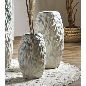 Jarron Ceramica Pleny Text. Colmenilla Beige S/2 33x20x60cm
