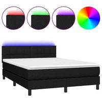 estructura de cama led con cabecero con somier colchon 140x190 cm tela negra tdl0209253