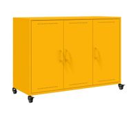 vidaxl aparador de acero amarillo mostaza 1005x39x72 cm