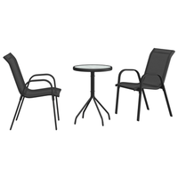 set de bistro de jardin de 3 uds negro de textileno y acero cfw148732