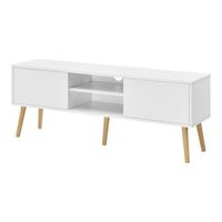 mesa de tele eskilstuna con 2 puertas 2 estantes aglomeradomadera 120 x 30 x 47 cm blanco encasa