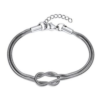Pulsera nudo del amor de acero inoxidable para mujer