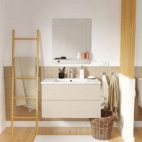 mueble de lavabo individual de 80cm con grifo y espejo