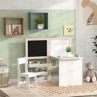 mesa y silla infantil con caballete plegable blanco aiyaplay