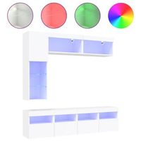 mueble de pared de tv con luces led 7 uds  mueble de salon  gabinete de tv blanco