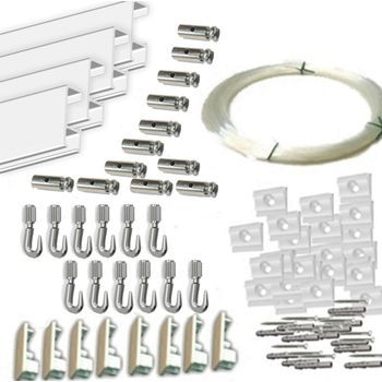 Pack Fast Basic De 12 Metros Rieles De Aluminio (blanco ) Y 12 Colgadores Nylon Para Colgar Cuadros… (alumnio Blanco Mate)