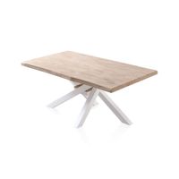 mesa de comedor fija con patas metalicas 180x100 cm roble blanco