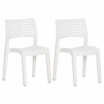 Pack 2 Uds Sillas De Jardín | Silla De Exterior | Sillón Polipropileno Blanco