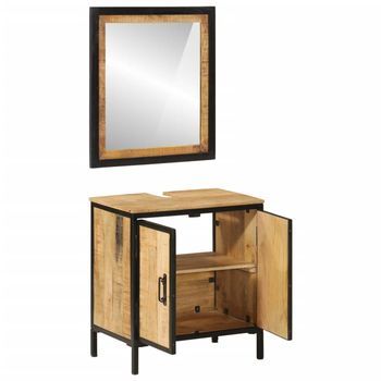 Conjunto De Muebles De Baño 2 Uds | Armario De Baño Madera Maciza Mango Y Hierro