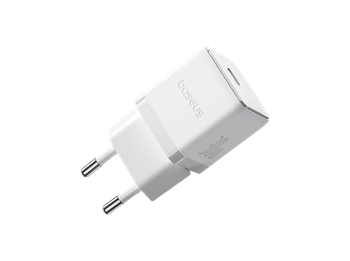 Cargador de pared - Baseus PALM, 30W, Kit con cable 60W y 100 cm, Carga ultrarrápida, Control temperatura, Universal, Blanco
