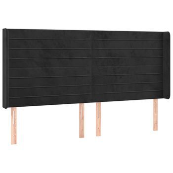 Cabecero Cama Mueble De Dormitorio Con Led De Terciopelo 183 X 16 X 118/128 Cm Negro M02_0009021