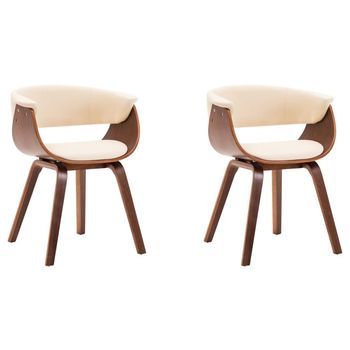 Sillas De Comedor 2 Uds Madera Curvada Y Cuero Sintético Crema Vidaxl