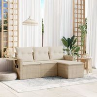 conjunto de sofas jardin con cojines 4 uds  mueble jardin mesa y sillas ratan sintetico beige cfw136560