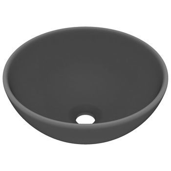 Lavabo De Baño Moderno | Lavabo De Lujo Redondo Cerámica Gris Oscuro Mate 32,5x14 Cm