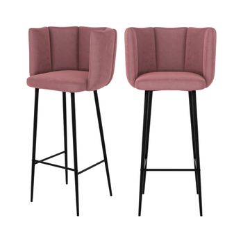 Set de 2 sillas de bar de terciopelo rosa