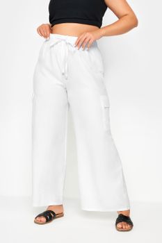 Yours Pantalones Cargo Marfil Efecto Lino, Mujer Curvy Y Tallas Grandes, Yours