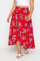 yours falda roja de flores corte tulipan mujer curvy y tallas grandes yours