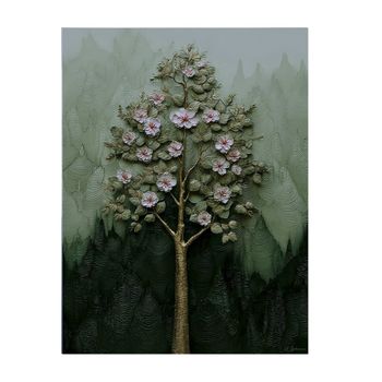 Cuadro con árbol verde aluminio-dibond multicolor 30x40 cm