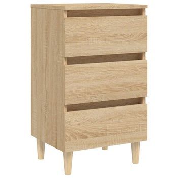 Mesita De Noche Patas Madera Maciza Roble Sonoma 40x35x69 Cm Vidaxl