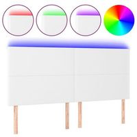 cabecero con luces led cuero sintetico blanco 180x5x118128 cm