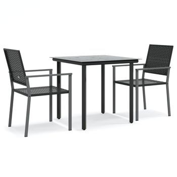 Juego De Comedor Para Jardín 3 Piezas Ratán Sintético Y Acero Vidaxl