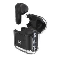 auriculares celly sheer inalambricos true wireless stereo con microfono y carga rapida negros transparentes