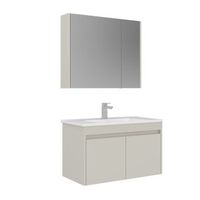 conjunto de mueble con lavabo y espejo 2 piezas  - 85 x 45 x 52 cm - cashmere