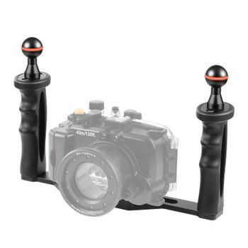Estabilizador de bandeja de aleación de aluminio con dos asas PULUZ para carcasas de cámaras subacuáticas para GoPro DSLR teléfono buceo impermeable