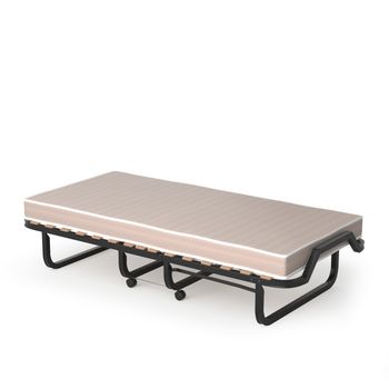Costway Cama Plegable con Colchón de Espuma Memoria Ruedas Marco Metálico Cama Portátil para Invitados Oficina 200 x 80 x 40 cm Beige