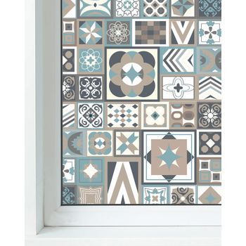 Panorama Vinilo Ventanas Azul 120x300cm Estilo Hidráulico