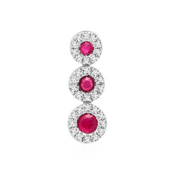 Colgante oro blanco rubíes 0,26 ct. diamantes