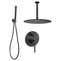 conjunto de ducha empotrada techo monomando sligo negro mate o 25cm