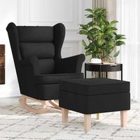 sillon de salon  silla  sillo mecedora con taburete tela negro cfw775989