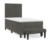 cama box spring con colchon terciopelo gris oscuro 100x200 cm diseno plano