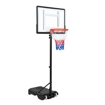 Costway Canasta de Baloncesto Portátil Negra con Altura Regulable en 5 Niveles con Base Pesable para Jóvenes 76 x 46 x 263-308 cm Negro