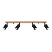 regleta elluae negro 4 luces