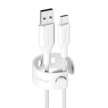 Cable USB PanzerGlass empower Racing 60W USB-A a USB-C 1.2M Blanco