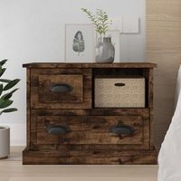 mesita de noche - mueble de dormitorio - madera contrachapada - roble ahumado 60x39x45cm