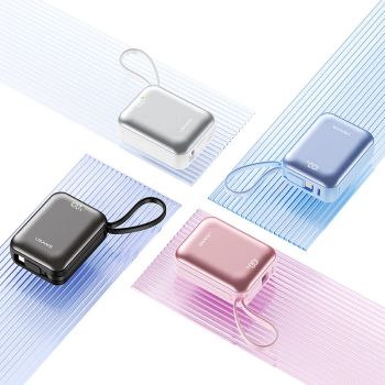 USAMS CD278 PB98 22.5W 37Wh 10000mAh Poder Bank inteligente con pantalla digital, viene con cables Type-C e iP, fuente d