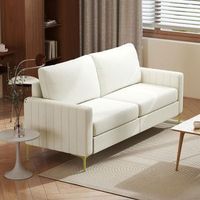 sofa de 3 plazas de terciopelo homcom 181 cm-blanco crema