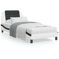cama individual  cama para adultos  estructura de cama con cabecero cuero sintetico blanco y negro cfw84417