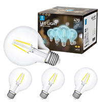 aigostar - bombilla led e27 edison 4w equivalente a 40w blanco frio 6500k 470 lumenes bombilla led vintage decorativa g80 de filamento no regulable cristal transparente pack 4