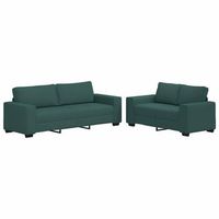 juego de sofa de 2 piezas con cojines tela verde oscuro vidaxl