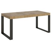 mesa extensible moderna tiroz 6 a 14 plazas l 180 a 284 cm madera clara y patas de metal antracita