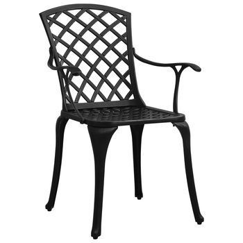 Conjunto Mesa Y Sillas Jardin De Bistró 3 Uds Aluminio Fundido Negro