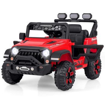 Coche Eléctrico Infantil Con Mando A Distancia 2.4g & Usb Y Luz Y Amp; Coche Infantil Música 12v Coche Jeep Rojo