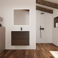 conjunto de bano kaji  80 cm negro  dos cajones  lavabo empotrado  mueble montado  no incluye espejo  alday